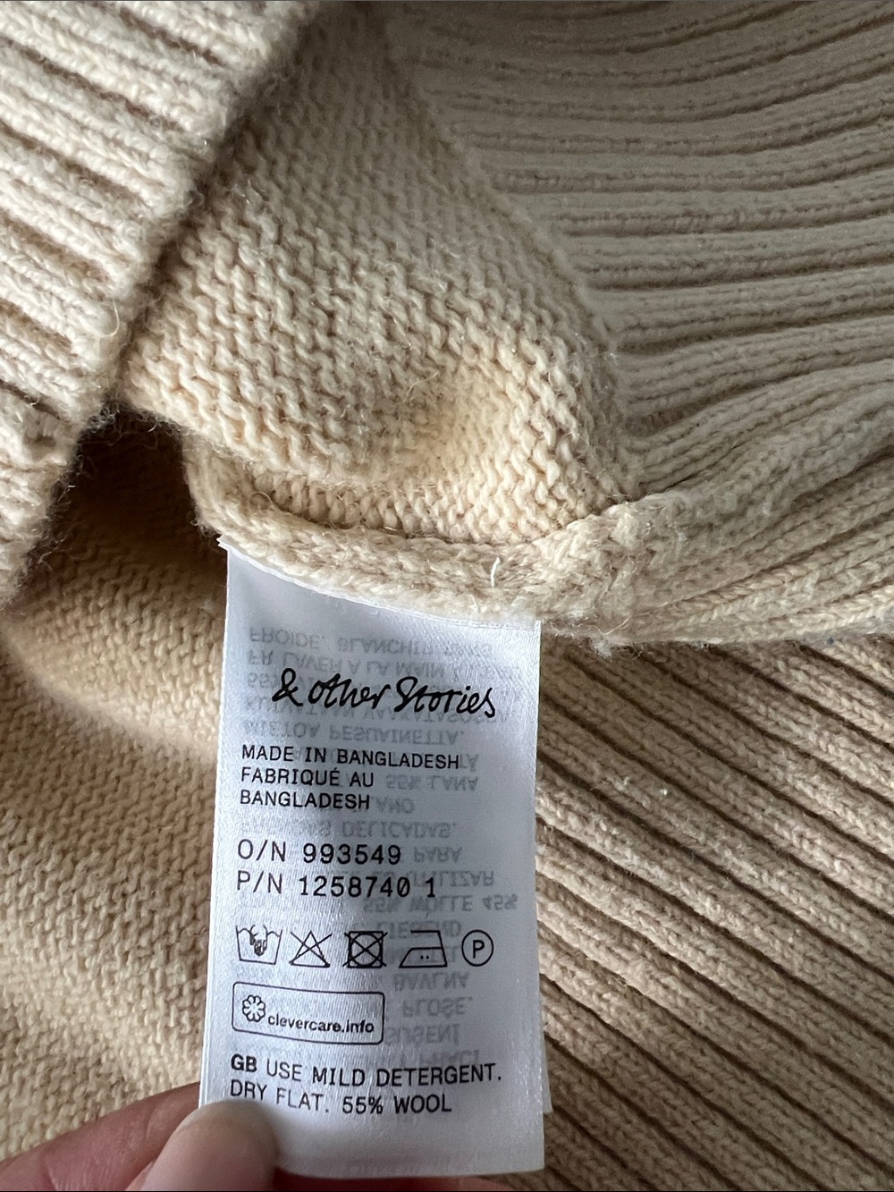 & Other Stories Heavyweight Wool Blend Crewneck Seam Sweater Yellow Beige S $109 - Picture 5 of 6